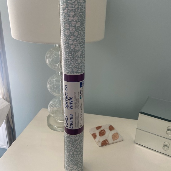 Magic Cover Vinyl Shelf Liner (18 Inches X 5 Ft) (Petite Garland Powder Blue) - Picture 4 of 7